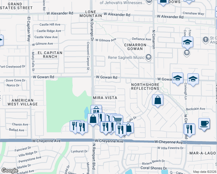 map of restaurants, bars, coffee shops, grocery stores, and more near 8425 Blazing Sun Avenue in Las Vegas