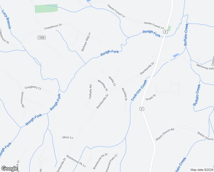 map of restaurants, bars, coffee shops, grocery stores, and more near 1385 Montlieu Drive in Rural Hall