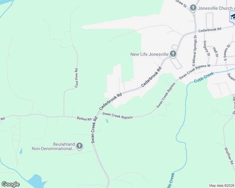 map of restaurants, bars, coffee shops, grocery stores, and more near 5509 Cedarbrook Road in Jonesville