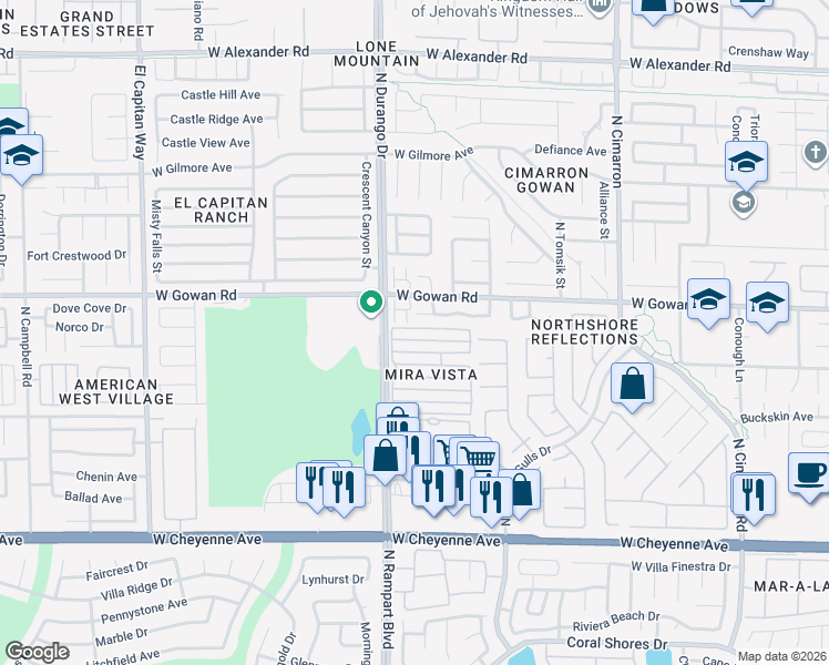 map of restaurants, bars, coffee shops, grocery stores, and more near 8457 Blazing Sun Avenue in Las Vegas