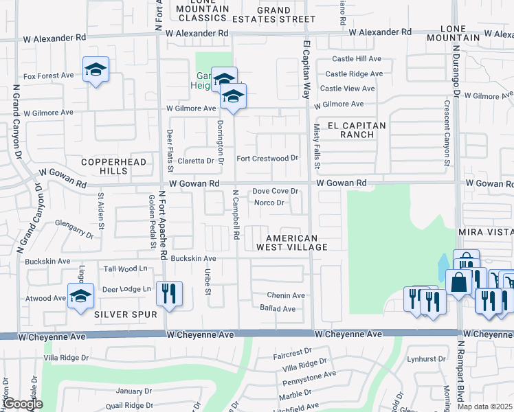 map of restaurants, bars, coffee shops, grocery stores, and more near 3539 Moreno Court in Las Vegas