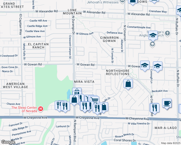 map of restaurants, bars, coffee shops, grocery stores, and more near 8425 Blazing Sun Avenue in Las Vegas