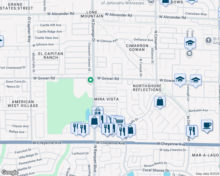 map of restaurants, bars, coffee shops, grocery stores, and more near 8425 Blazing Sun Avenue in Las Vegas