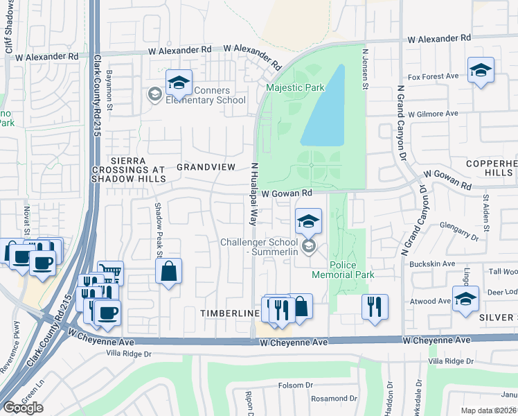 map of restaurants, bars, coffee shops, grocery stores, and more near 3540 North Hualapai Way in Las Vegas