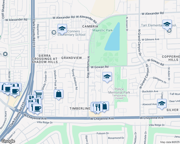 map of restaurants, bars, coffee shops, grocery stores, and more near 3540 North Hualapai Way in Las Vegas