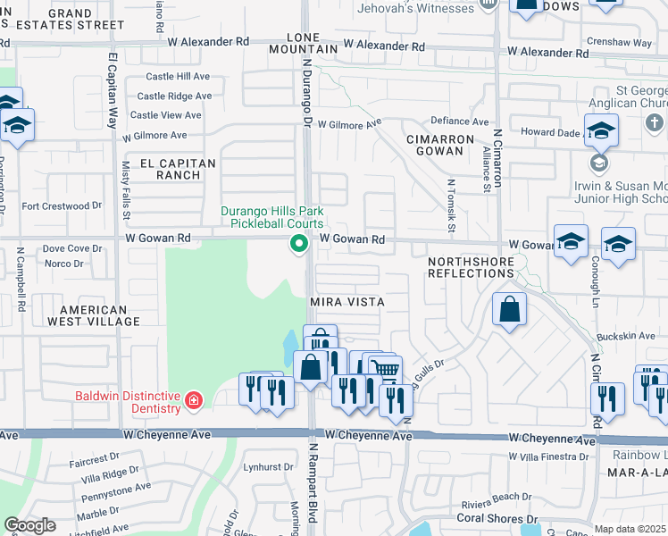 map of restaurants, bars, coffee shops, grocery stores, and more near 8457 Blazing Sun Avenue in Las Vegas