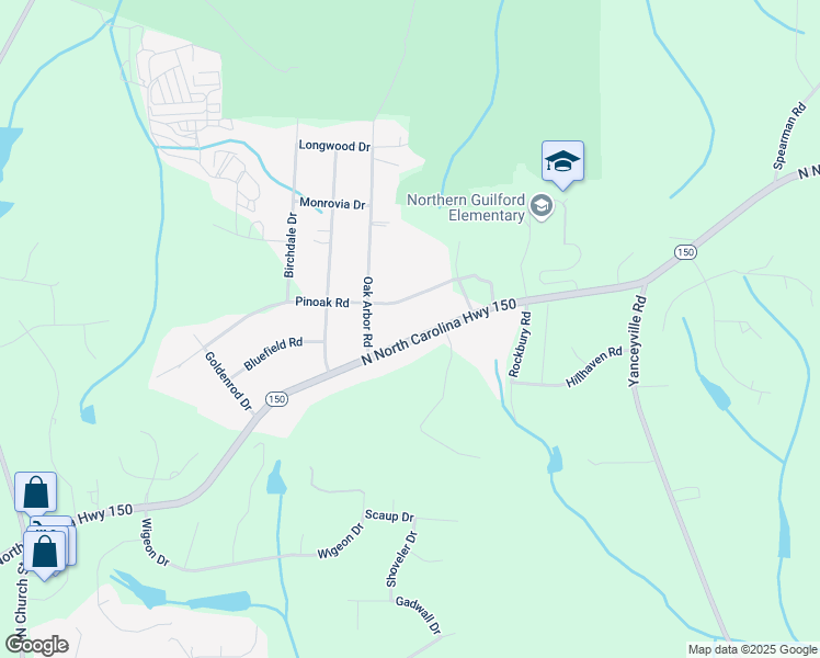 map of restaurants, bars, coffee shops, grocery stores, and more near 3507 North Carolina 150 in Greensboro