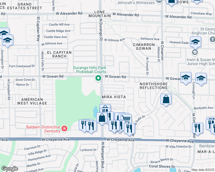 map of restaurants, bars, coffee shops, grocery stores, and more near 8465 Blazing Sun Avenue in Las Vegas
