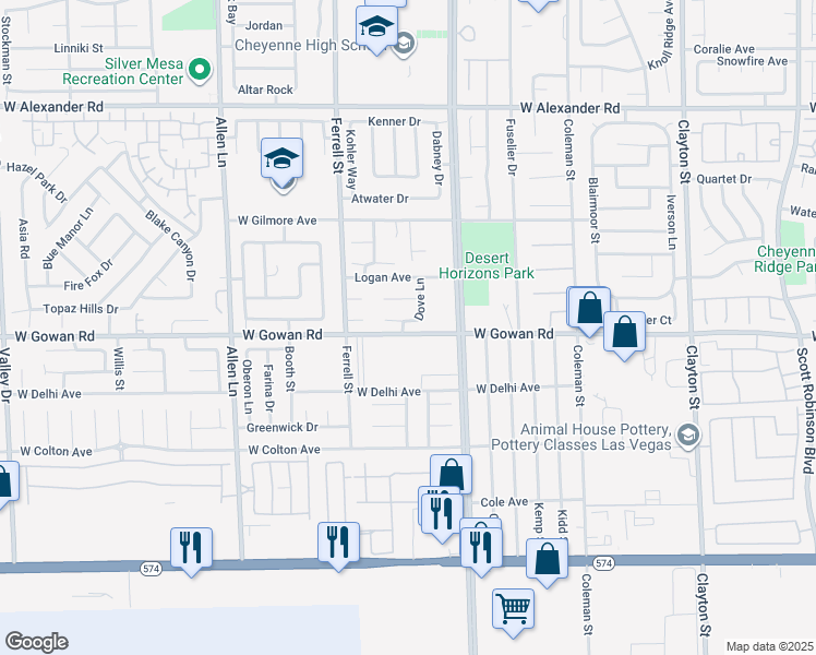 map of restaurants, bars, coffee shops, grocery stores, and more near 3015 Myrtle Creek Court in North Las Vegas