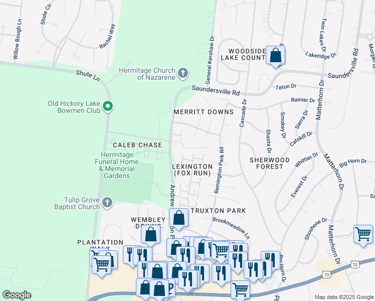 map of restaurants, bars, coffee shops, grocery stores, and more near 208 Lexington Way in Nashville