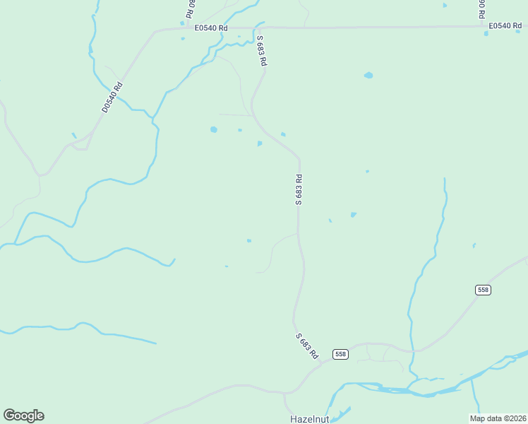 map of restaurants, bars, coffee shops, grocery stores, and more near 54709 South 683 Road in Colcord