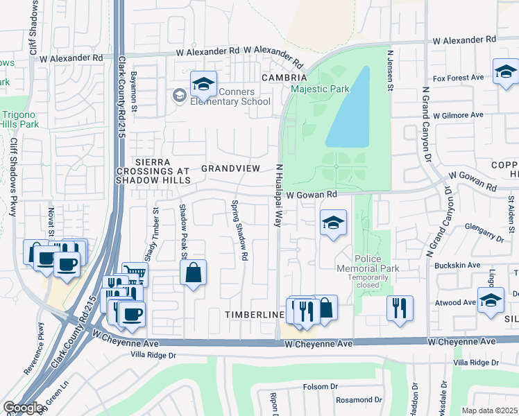 map of restaurants, bars, coffee shops, grocery stores, and more near 3520 Aleppo Pine Street in Las Vegas