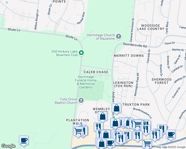 map of restaurants, bars, coffee shops, grocery stores, and more near 402 North Cameron Court in Nashville
