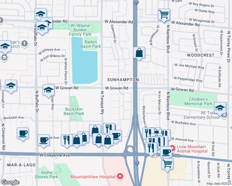 map of restaurants, bars, coffee shops, grocery stores, and more near 7104 West Hopland Circle in Las Vegas
