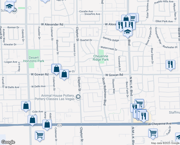 map of restaurants, bars, coffee shops, grocery stores, and more near 3605 Asiago Court in North Las Vegas