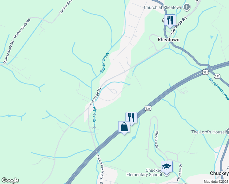 map of restaurants, bars, coffee shops, grocery stores, and more near 81 Mccartt Loop in Chuckey
