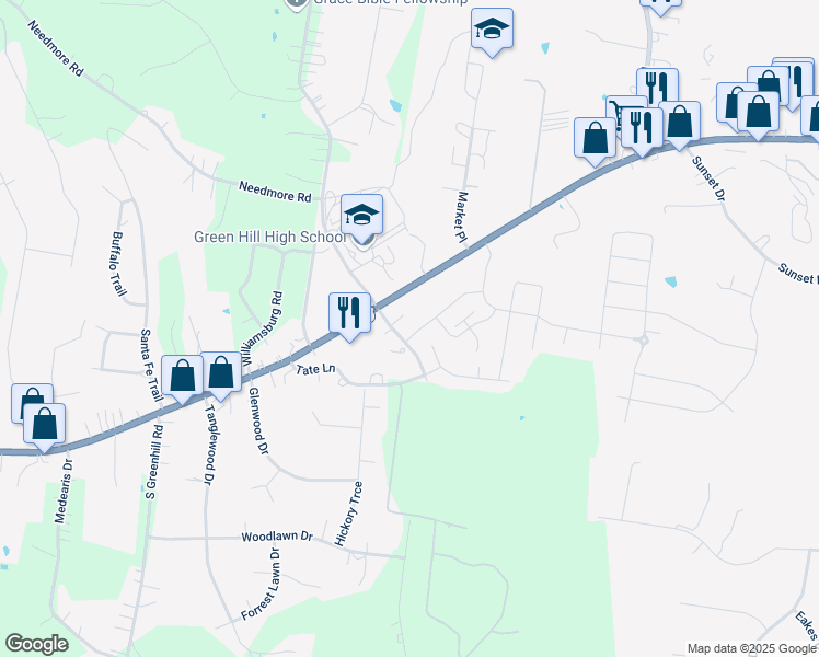 map of restaurants, bars, coffee shops, grocery stores, and more near 1007 Livingstone Lane in Mt. Juliet