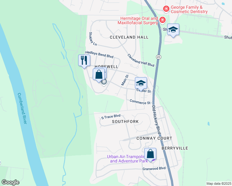 map of restaurants, bars, coffee shops, grocery stores, and more near 4109 Main Street in Nashville