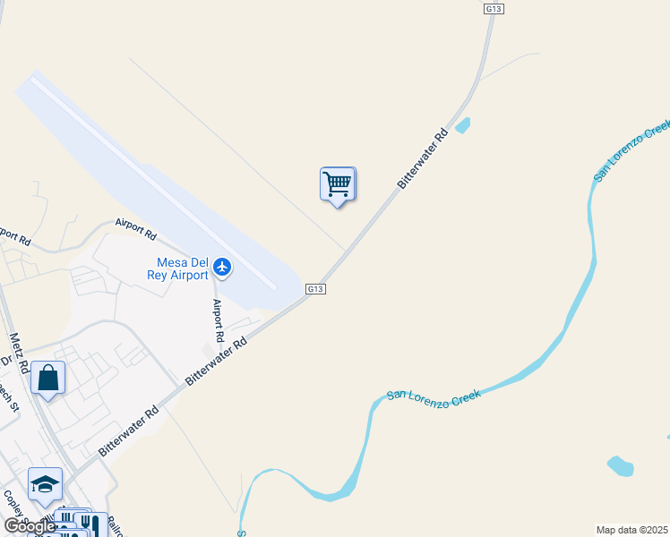 map of restaurants, bars, coffee shops, grocery stores, and more near 1001 Bitterwater Road in King City
