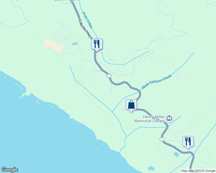 map of restaurants, bars, coffee shops, grocery stores, and more near in Big Sur