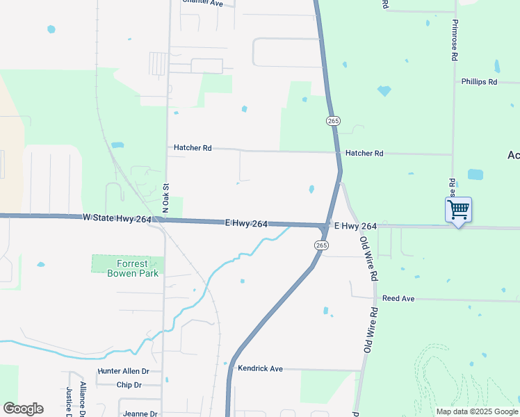map of restaurants, bars, coffee shops, grocery stores, and more near 1030 Arkansas 264 in Springdale