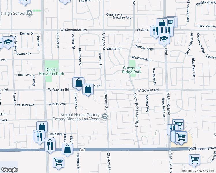 map of restaurants, bars, coffee shops, grocery stores, and more near 3609 Cantabella Court in North Las Vegas