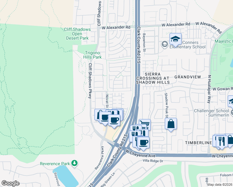 map of restaurants, bars, coffee shops, grocery stores, and more near 3540 Diamond Belle Court in Las Vegas