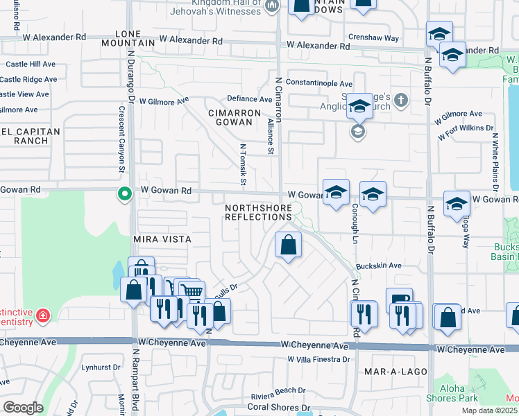 map of restaurants, bars, coffee shops, grocery stores, and more near 3533 Brooks Range Street in Las Vegas