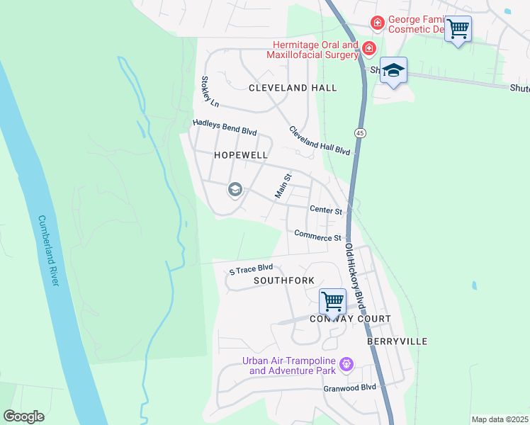 map of restaurants, bars, coffee shops, grocery stores, and more near 4109 Main Street in Nashville