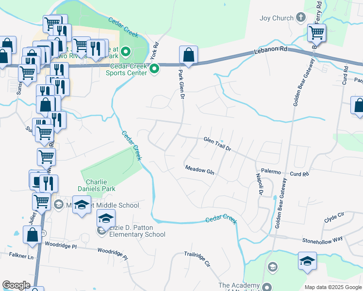 map of restaurants, bars, coffee shops, grocery stores, and more near 1708 Wright Meadow Court in Mount Juliet
