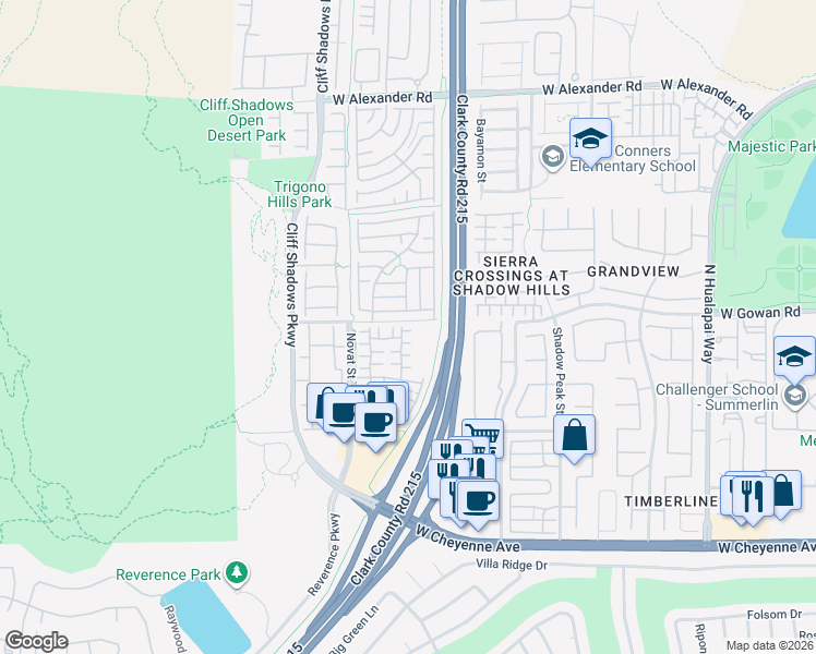 map of restaurants, bars, coffee shops, grocery stores, and more near 10517 Soneto Creek Court in Las Vegas