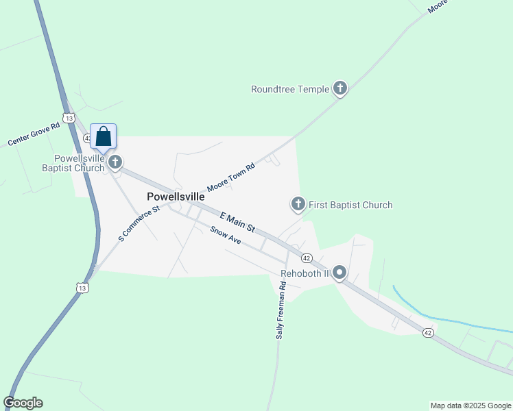 map of restaurants, bars, coffee shops, grocery stores, and more near 206 Bethlehem Church Road in Ahoskie