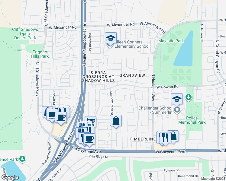 map of restaurants, bars, coffee shops, grocery stores, and more near 3548 Mountain Park Street in Las Vegas