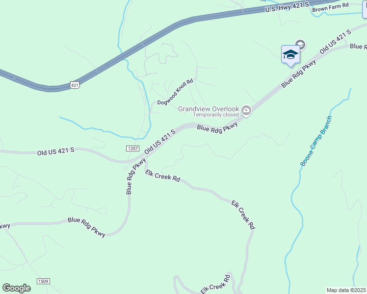 map of restaurants, bars, coffee shops, grocery stores, and more near 336 Hidden Ridge Road in Watauga County