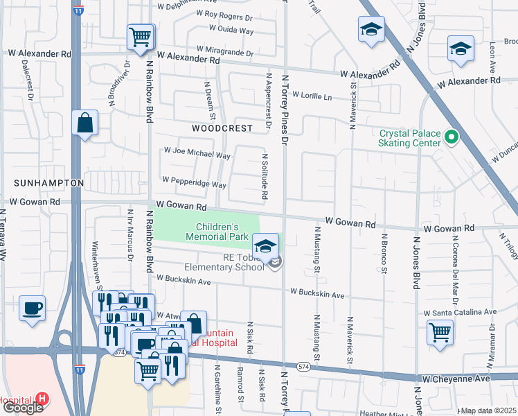 map of restaurants, bars, coffee shops, grocery stores, and more near 6413 West Marrow Road in Las Vegas