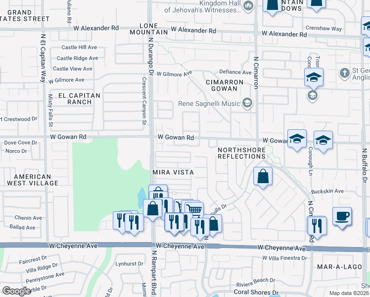 map of restaurants, bars, coffee shops, grocery stores, and more near 8425 Blazing Sun Avenue in Las Vegas