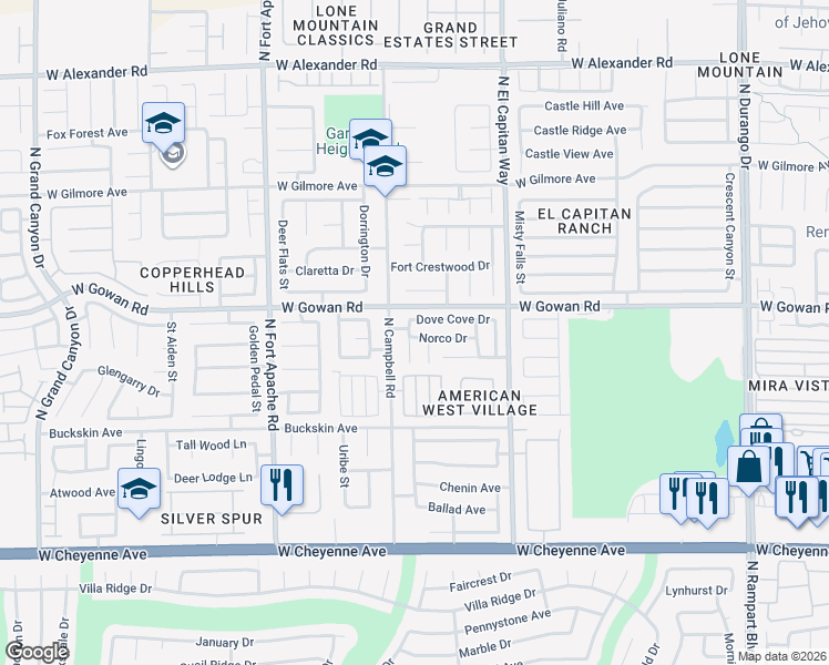 map of restaurants, bars, coffee shops, grocery stores, and more near 3539 Moreno Court in Las Vegas
