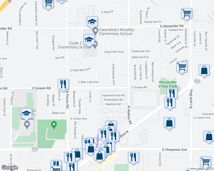 map of restaurants, bars, coffee shops, grocery stores, and more near 3774 Autzen Stadium Way in Las Vegas