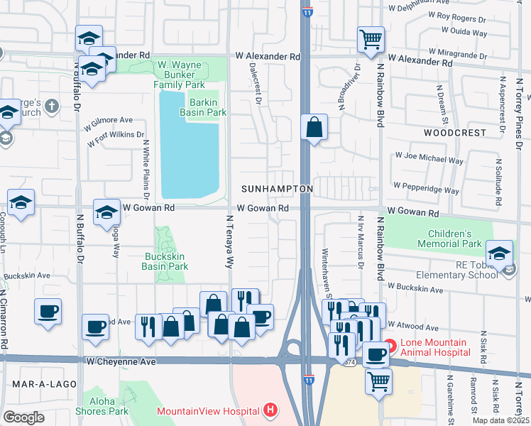 map of restaurants, bars, coffee shops, grocery stores, and more near 7104 West Hopland Circle in Las Vegas