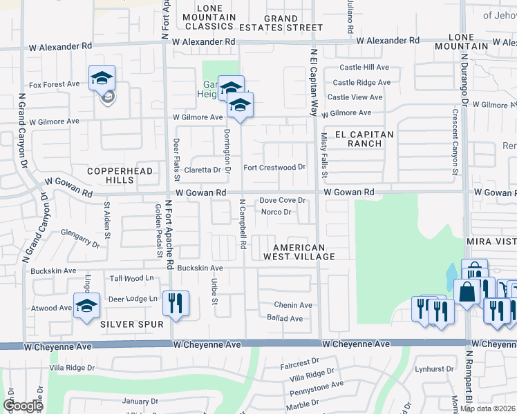 map of restaurants, bars, coffee shops, grocery stores, and more near 3539 Moreno Court in Las Vegas