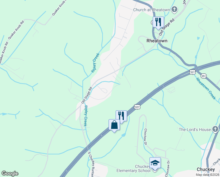 map of restaurants, bars, coffee shops, grocery stores, and more near 81 Mccartt Loop in Chuckey