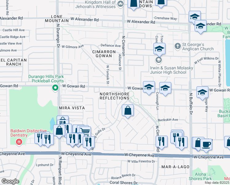 map of restaurants, bars, coffee shops, grocery stores, and more near 3537 Brooks Range Street in Las Vegas