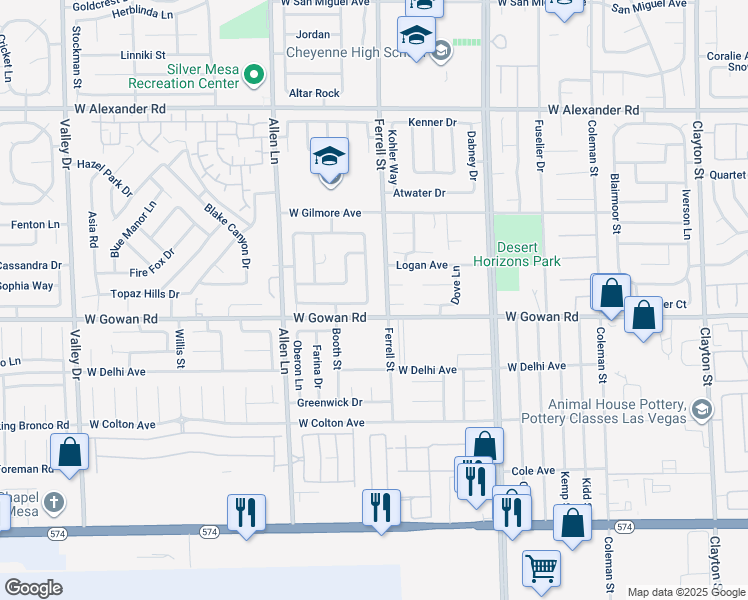 map of restaurants, bars, coffee shops, grocery stores, and more near 3614 Newton Falls Street in North Las Vegas