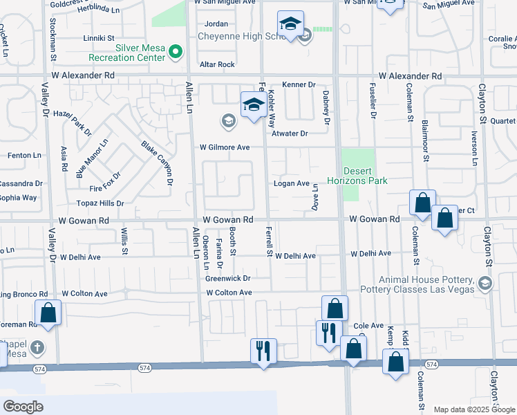 map of restaurants, bars, coffee shops, grocery stores, and more near 3614 Newton Falls Street in North Las Vegas