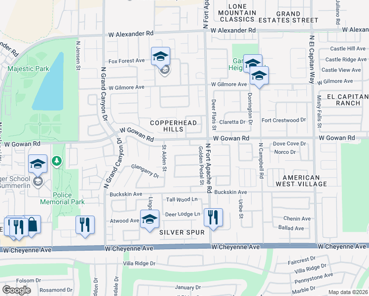 map of restaurants, bars, coffee shops, grocery stores, and more near 9341 Red Rose in Las Vegas