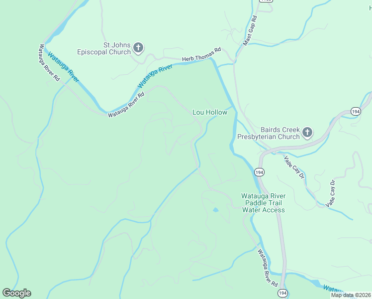 map of restaurants, bars, coffee shops, grocery stores, and more near 983 Watauga River Road in Sugar Grove
