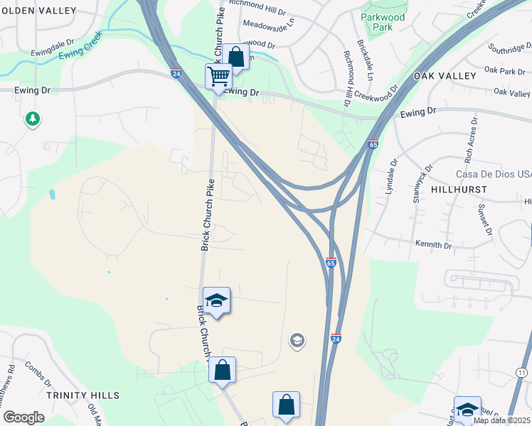 map of restaurants, bars, coffee shops, grocery stores, and more near 2947 Brick Church Pike in Nashville