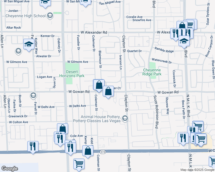 map of restaurants, bars, coffee shops, grocery stores, and more near 2110 Keller Court in North Las Vegas