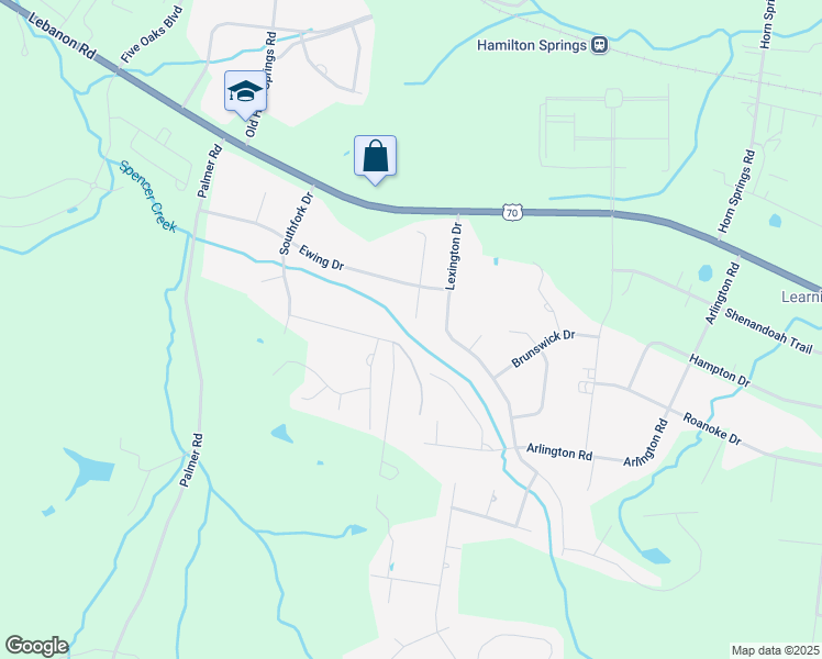 map of restaurants, bars, coffee shops, grocery stores, and more near 302 Lexington Drive in Lebanon
