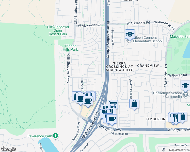map of restaurants, bars, coffee shops, grocery stores, and more near 10517 Soneto Creek Court in Las Vegas